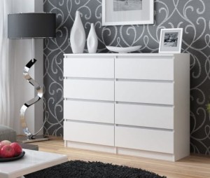 Biała komoda do salonu z szufladami 120x97cm