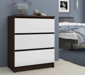 Komoda z szufladami wenge/biały 60 cm