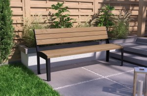 Miejska drewniana ławka na taras 150 cm dąb ocynk