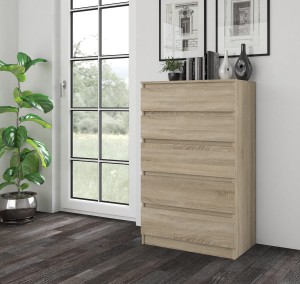 Wysoka komoda z szufladami 112x70 dąb sonoma