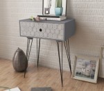 Szara szafka nocna, stolik kawowy z szufladą scandi