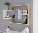 Komorowa półka ścienna wisząca biała z dąb sonoma 104x60 cm