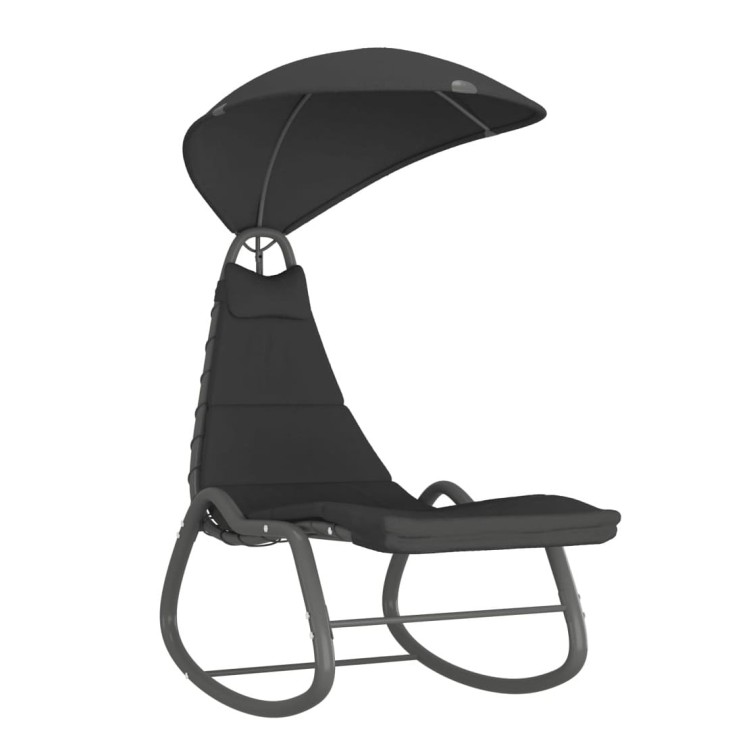 Czarna-huśtawka-ogrodowa-z-daszkiem