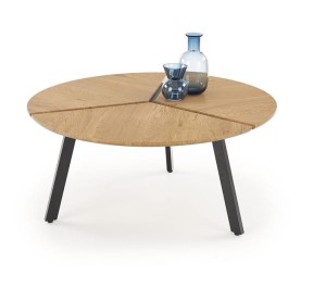 Okrągła ława do salonu ø86 cm loft dąb złoty