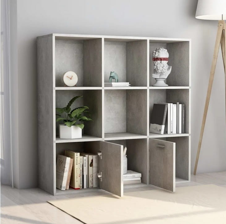 Szafka-z-półkami-i-drzwiczkami-szary-beton