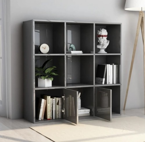 Szafka-na-ubrania-z-półkami-i-drzwiczkami-szary