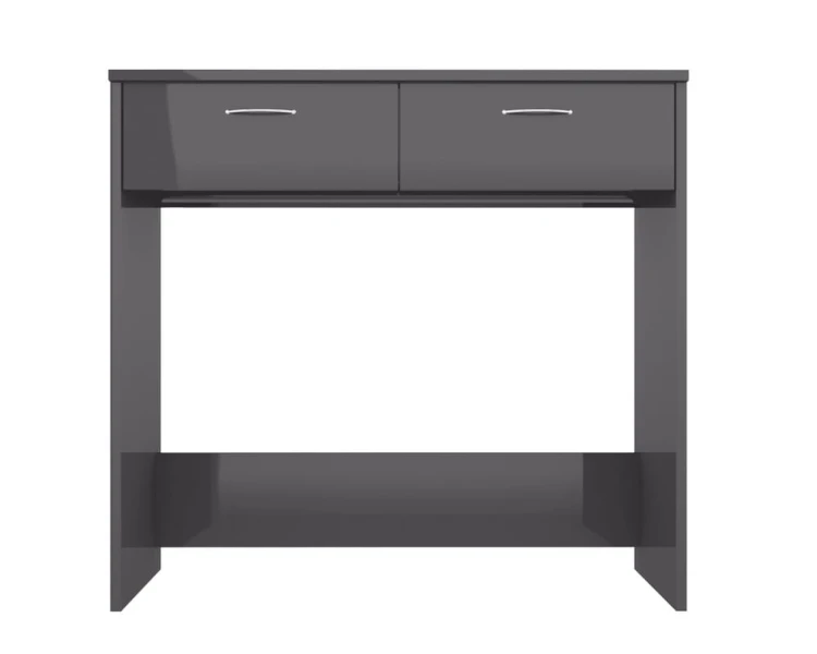 Proste-biurko-z-szufladami-szary-połysk
