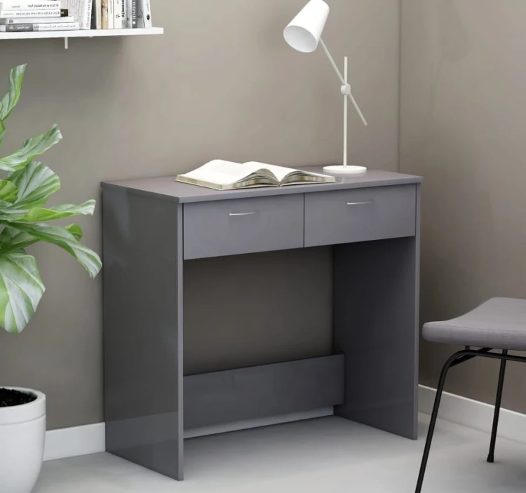 Szare-biurko-z-szufladami-w-połysku