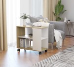 Stolik kawowy na kółkach, szafka z półką dąb sonoma/biały