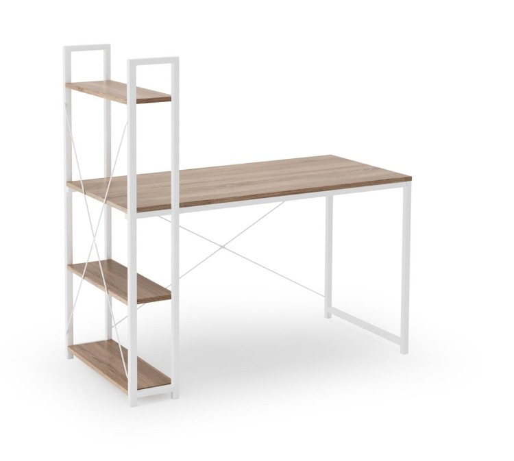 Industrialne-biurko-z-regałem-i-białym-stelażem