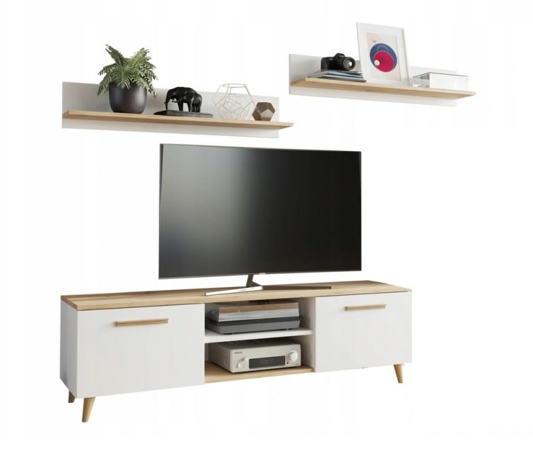 Szafka-pod-telewizor-i-półki-wiszące-Lars