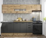 Zestaw mebli kuchennych 260 cm dąb artisan/popiel