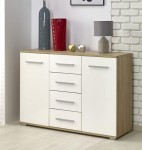 Komoda z szafką i szufladami sonoma/biały połysk