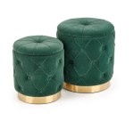 Komplet okrągłych pikowanych puf ze schowkiem