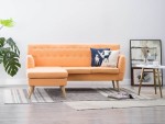 Pomarańczowa sofa wypoczynkowa, narożnik do salonu