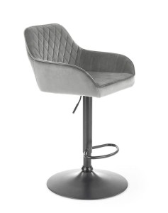 Szary regulowany stołek barowy tapicerowany