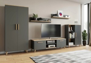Komplet mebli do salonu antracyt/artisan