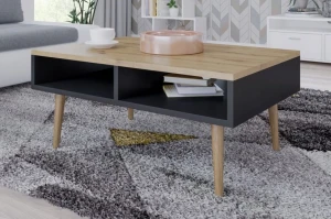 Ława do salonu na nóżkach czarny/dąb artisan