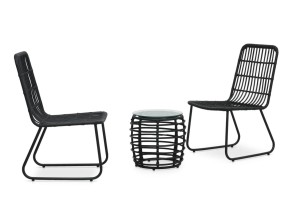 Czarny zestaw kawowy na balkon, komplet mebli do ogrodu