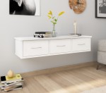 Biała półka wisząca z szufladami, mała szafka RTV