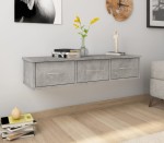 Półka wisząca z szufladami szary beton 88 cm