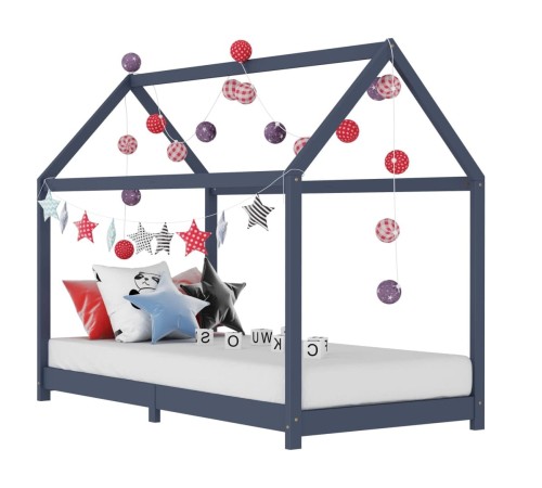 Szare-łóżko-domek