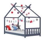 Szare łóżko domek z drewna 90x200 cm