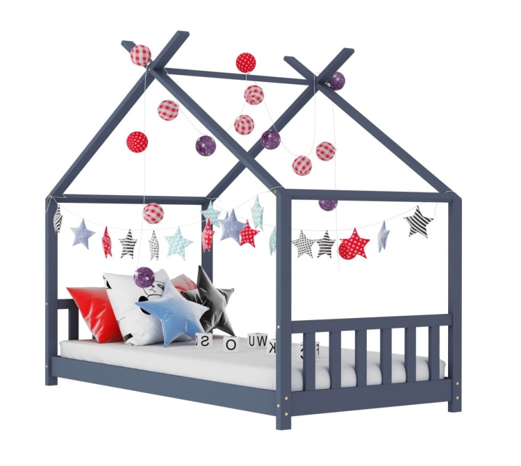 Szare-łóżko-domek