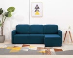 Niebieska kanapa rozkładana, sofa narożna modułowa