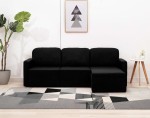 Czarny narożnik z funkcją spania, kanapa modułowa
