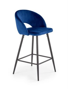 Miękki hoker barowy na nóżkach, granatowy velvet