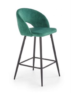 Zielony hoker tapicerowany z oparciem, stołek barowy