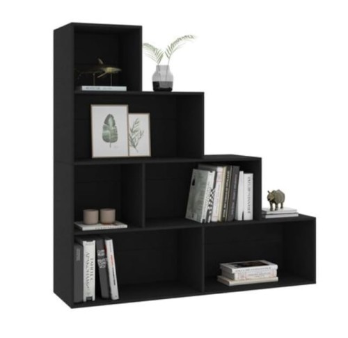 Czarna-półka-na-książki-schodki