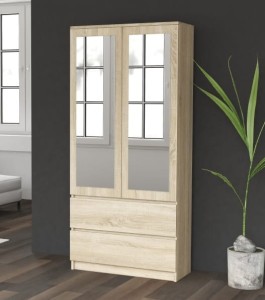 Szafa na ubrania z półkami i szufladami sonoma