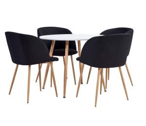 Biały okrągły stół kuchenny z czarnymi krzesłami