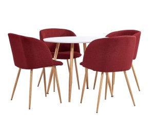 Komplet kuchenny scandi - stół z krzesłami bordo