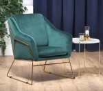 Fotel wypoczynkowy butelkowa zieleń + złoty