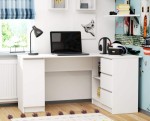 Białe biurko z szufladami narożne
