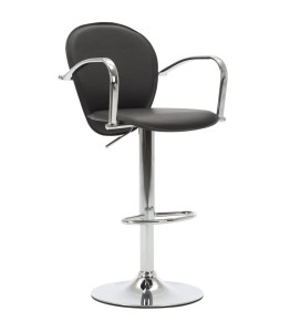 Czarny hoker kuchenny z podłokietnikami chrom