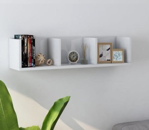 Półka na płyty CD i DVD z przegrodami biały połysk