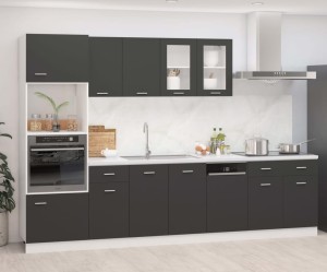 Szary komplet mebli kuchennych szafki
