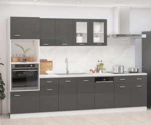 Meble kuchenne szafki szary połysk