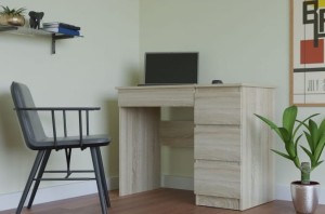Proste biurko pod laptopa z szufladami sonoma