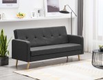 Szara rozkładana sofa na nóżkach