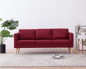 Bordowa sofa trzyosobowa do poczekalni salonu