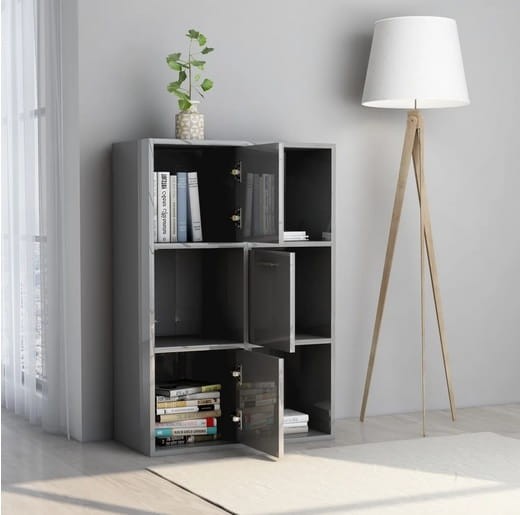 Szafka-z-drzwiczkami-szary-połysk