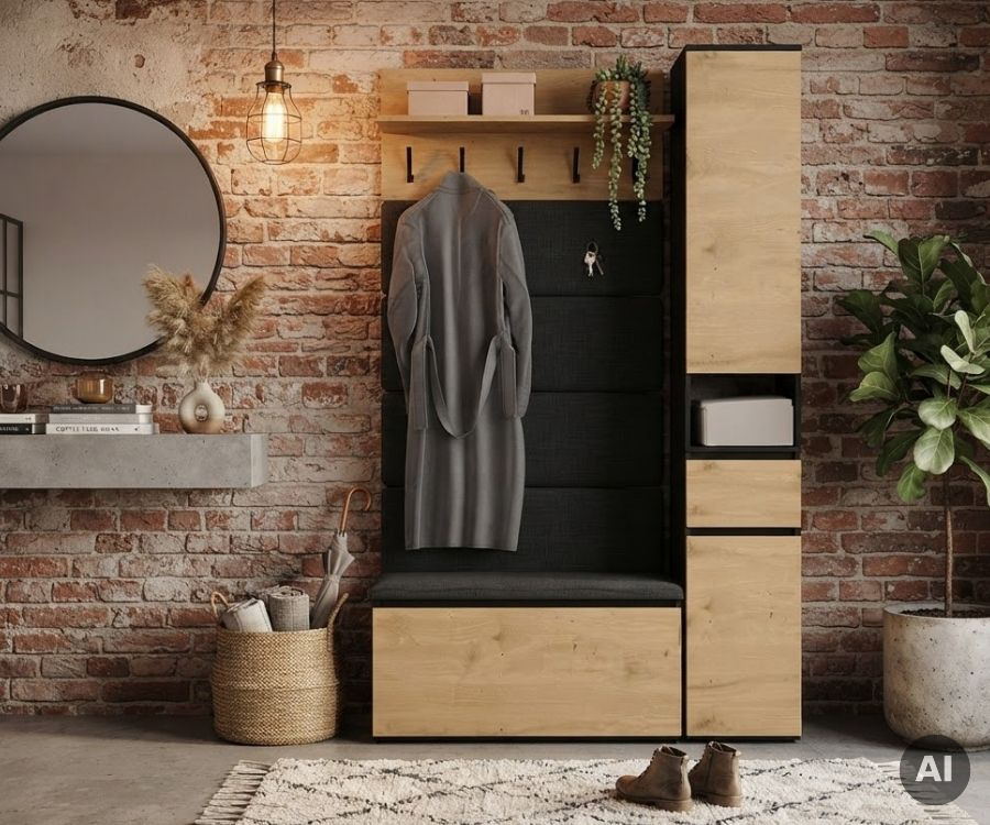 komplet-mebli-loft-do-wąskiego-przedpokoju
